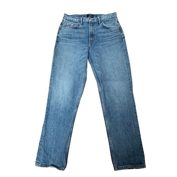 GRLFRND Womens Jeans Crop High Rise Straight Leg Size 28 Blue - Picture 2 of 10